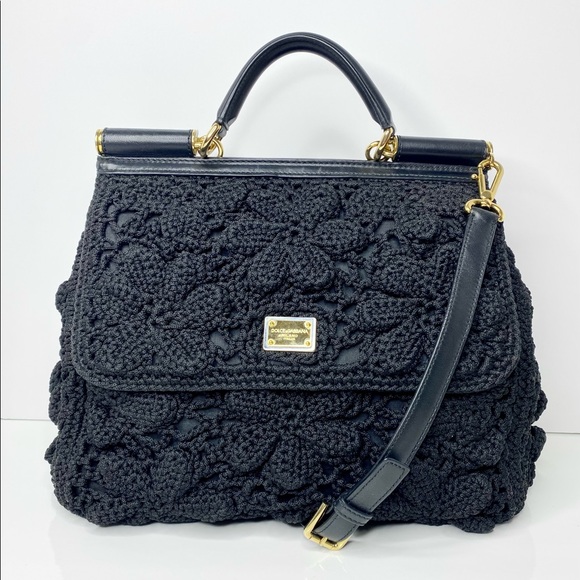Dolce & Gabbana ‘Miss Sicily’ Crochet/Leather 2-Way Satchel - Picture 2 of 13
